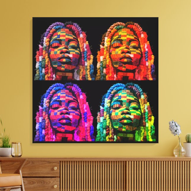 Colorful Black Women Stretched Canvas Print (Insitu (Vardagsrum))