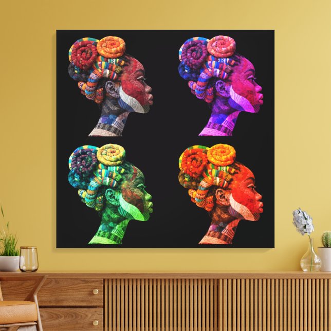 Colorful Black Women Stretched Canvas Print (Insitu (Vardagsrum))