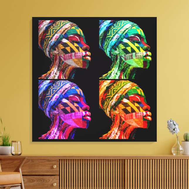 Colorful Black Women Stretched Canvas Print (Insitu (Vardagsrum))