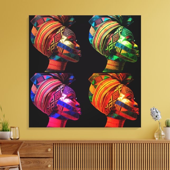 Colorful Black Women Stretched Canvas Print (Insitu (Vardagsrum))