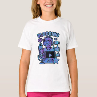 Colorful Blogging Kids Design – Microphone, Camera T Shirt
