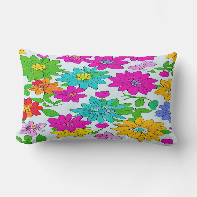 Colorful Bloom Mönster Cushion Lumbarkudde (Framsida)