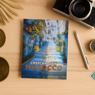 Colorful Blue Chefchaouen Marocko Medina Vykort