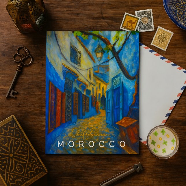 Colorful Blue Chefchaouen Morocco Medina  Vykort (Skapare uppladdad)