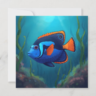 Colorful Blue Orange Tropical Fish and Coral Reef  Kort