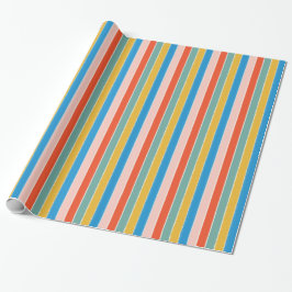 Colorful blue red pink festive stripes  presentpapper