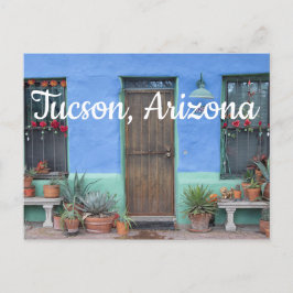Colorful Blue Southwest home Tucson, Arizona Vykort