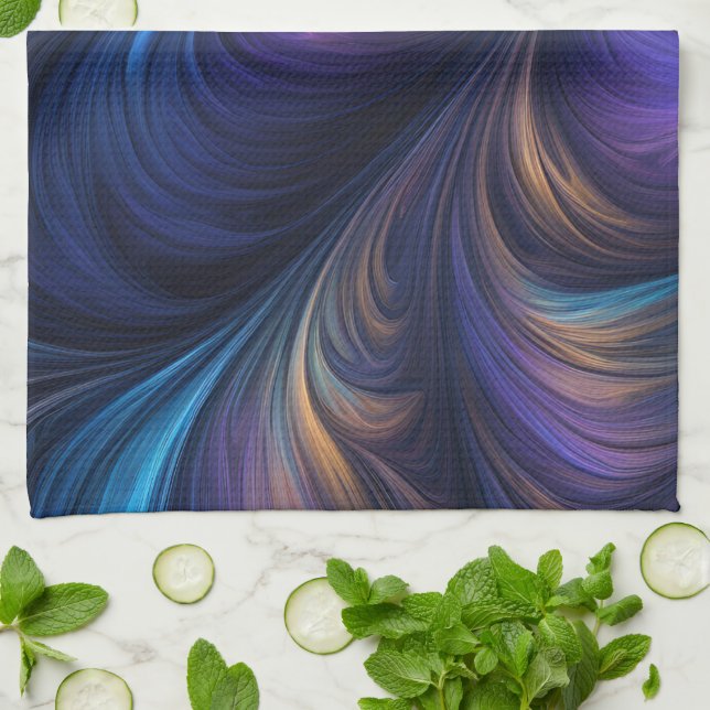 Colorful Blue Swirl Mönster Kökshandduk (Vikta)