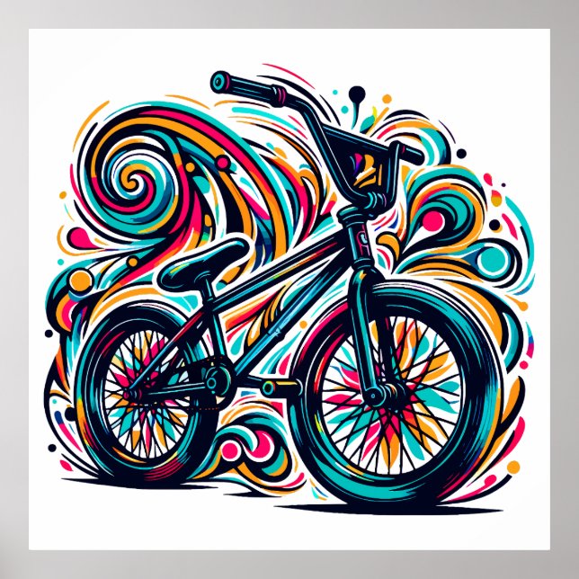 Colorful Bmx Poster - Bmx Bike Bicycle - Graffiti (Framsidan)
