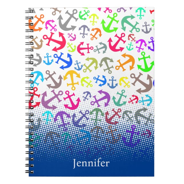 Colorful Boat Anchor Mönster Anteckningsbok (Framsidan)