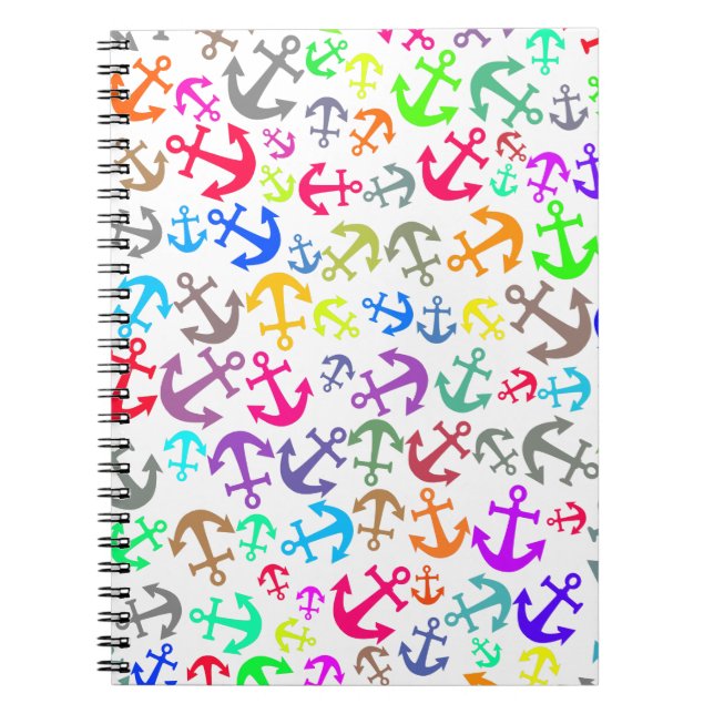 Colorful Boat Anchor Mönster Anteckningsbok (Framsidan)