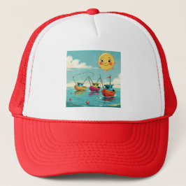  Colorful Boats Fishing Cap Keps