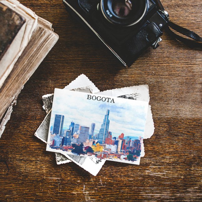 Colorful Bogota Colombia Cityscape Vykort (bogota colombia vintage city postcard)