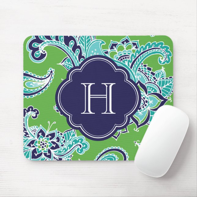 Colorful Bohemian Paisley Anpassningsbar Monogram Musmatta (Med mus)