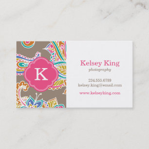 Colorful Bohemian Paisley Henna Anpassningsbar Mon Visitkort