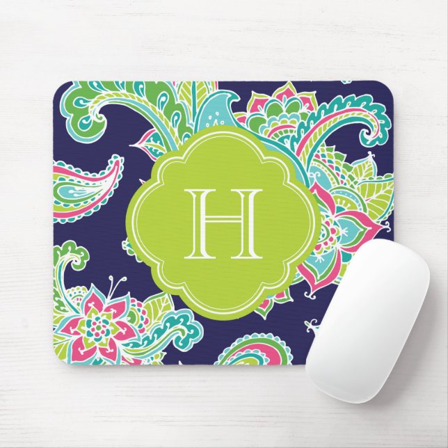 Colorful Bohemian Paisley Monogram Musmatta (Med mus)