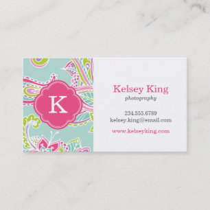 Colorful Bohemian Paisley Visitkort