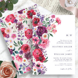 Colorful Boho Blommigt Bröllop Inbjudningar