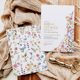 Colorful Boho Blommigt Garden Möhippa Inbjudningar