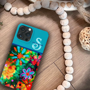 Colorful Boho Blommigt Monogram Namn Inspirief