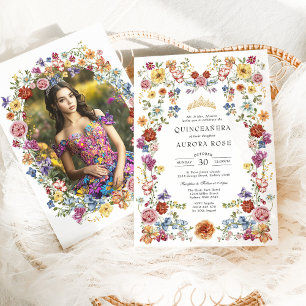 Colorful Boho Blommigt Quinceañera Mis Quince Inbjudningar