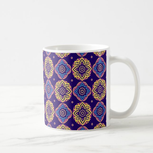 Colorful Boho Chic Mandala Mönster Kaffemugg (Höger)