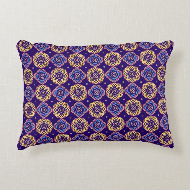 Colorful Boho Chic Mandala Mönster Prydnadskudde (Framsidan)