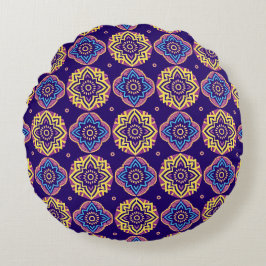 Colorful Boho Chic Mandala Mönster Rund Kudde