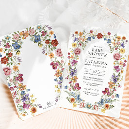 Colorful Boho Flowers Baby Shower Inbjudningar