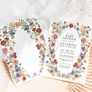 Colorful Boho Flowers Baby Shower Inbjudningar
