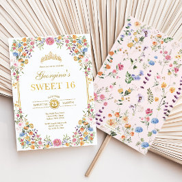 Colorful Boho Garden Flowers Sweet 16 Birthday Inbjudningar