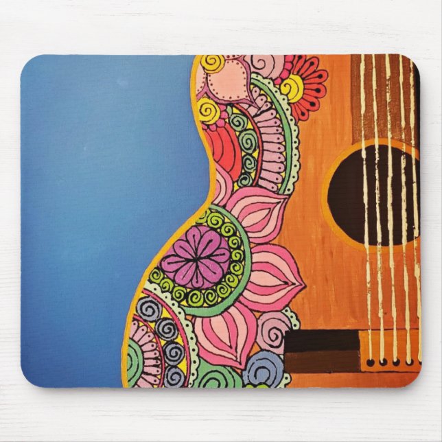 Colorful Boho Guitar Mousepad Musmatta (Framsidan)
