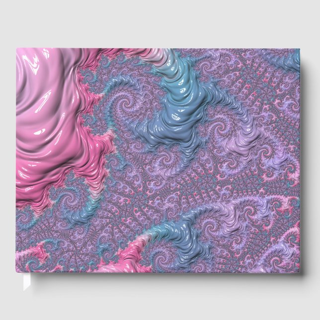 Colorful Boho Hippie Groovy Trippy Pastel Fractal Gästböcker (Framsida)