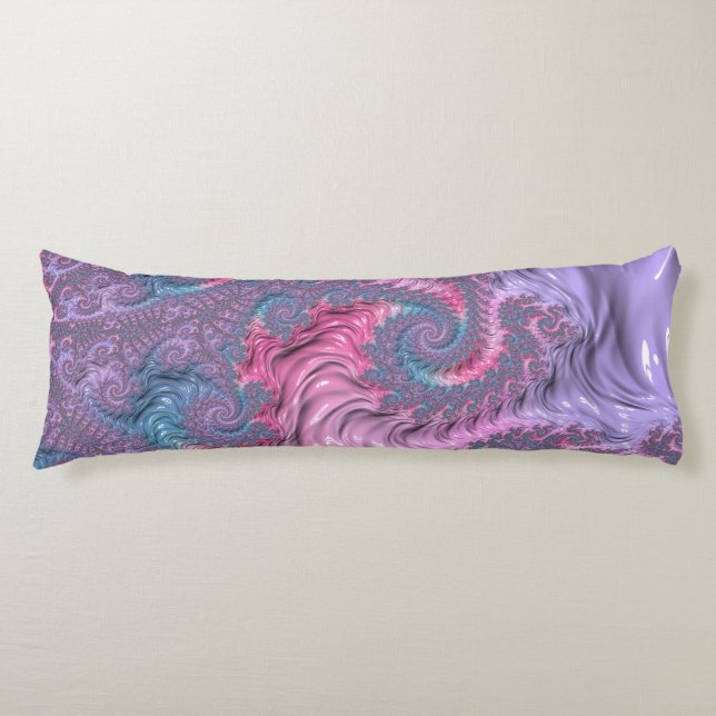 Colorful Boho Hippie Groovy Trippy Pastel Fractal Kroppskudde (Framsidan)