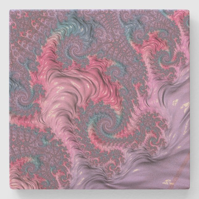 Colorful Boho Hippie Groovy Trippy Pastel Fractal Stenunderlägg (Framsidan)