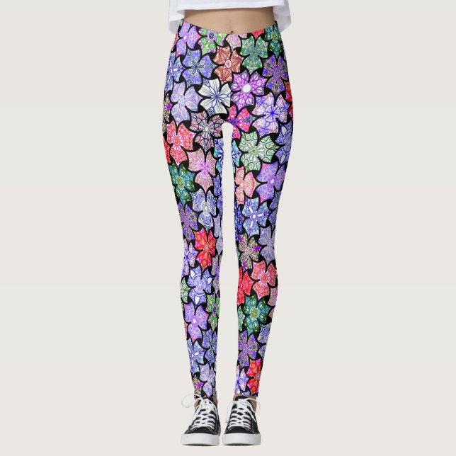 Colorful Boho Mandala Mönster Leggings (Framsida)