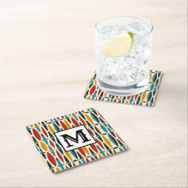 Colorful Boho Monogram Underlägg Papper Kvadrat