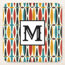 Colorful Boho Monogram Underlägg Papper Kvadrat