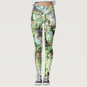 Colorful Boho Pastel Fractal Marble Abstrakt Art Leggings