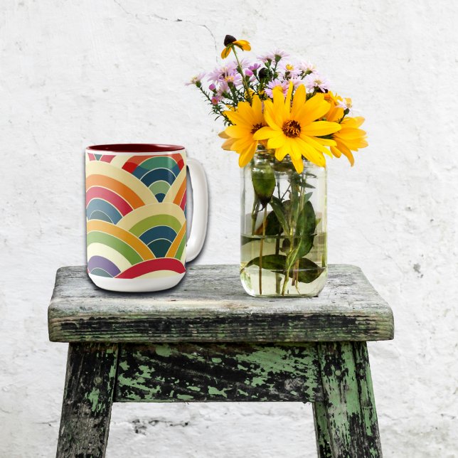 Colorful Boho Rainbow Två-Tonad Mugg (Skapare uppladdad)
