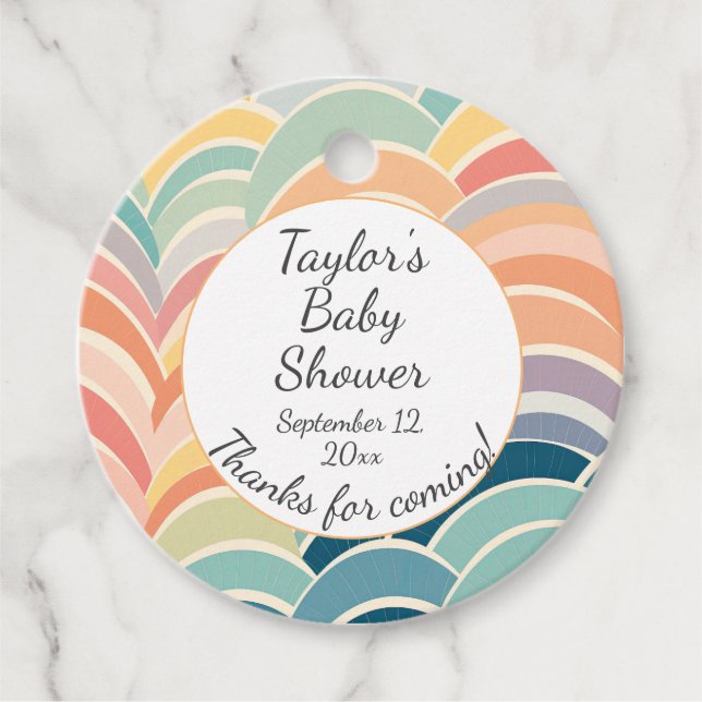 Colorful Boho Rainbows Baby Shower Gåvor Etiketter (Framsida)