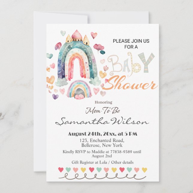 Colorful Boho Rainbows Baby Shower Inbjudningar (Framsida)