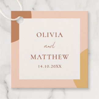 Colorful Boho Rustic Terracotta Arches Wedding Gåvor Etiketter