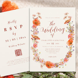 Colorful Boho Wildblomblomma bröllop Wedding Inbjudningar