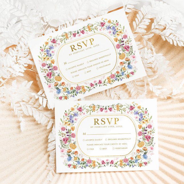 Colorful Boho WildblomGarden WedWedding OSA kort (Skapare uppladdad)