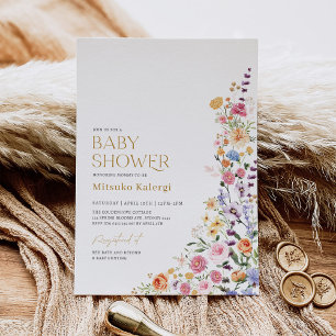 Colorful Boho WildblomGirl Baby Shower Inbjudningar