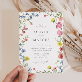 Colorful Boho WildblommFairytale Elegant bröllop Inbjudningar