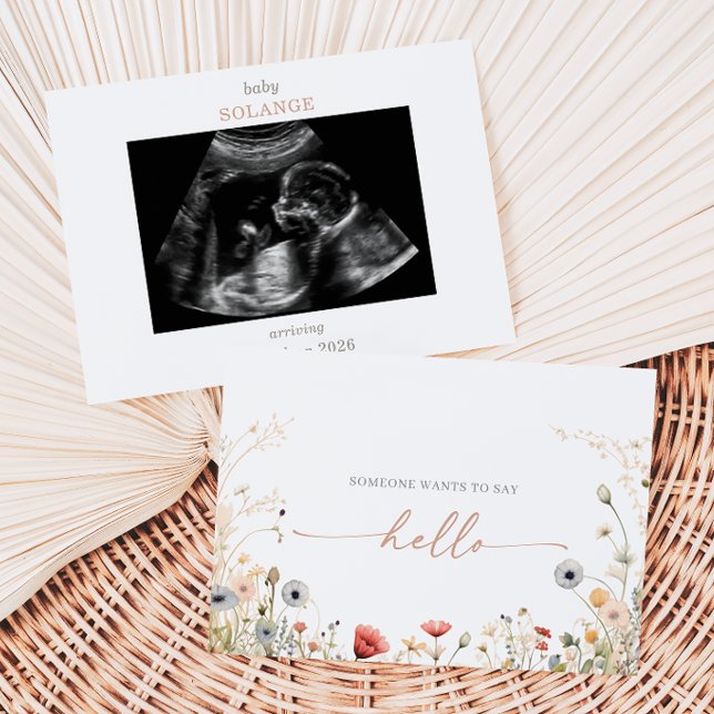 Colorful Boho Wildflower Photo Pregnancy Card Inbjudningar (Skapare uppladdad)