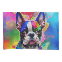 Colorful Boston Terrier Paint Stänk