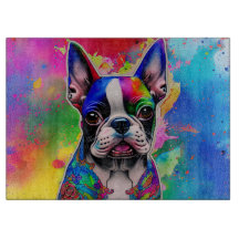 Colorful Boston Terrier Paint Stänk